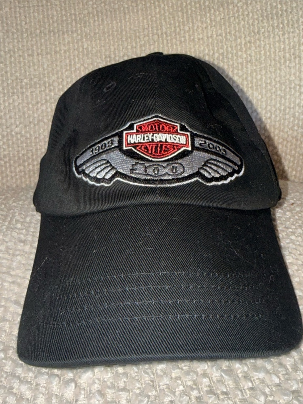 Harley-Davidson Black 100th‎ Anniversary Embroidered Cap Rare Vintage